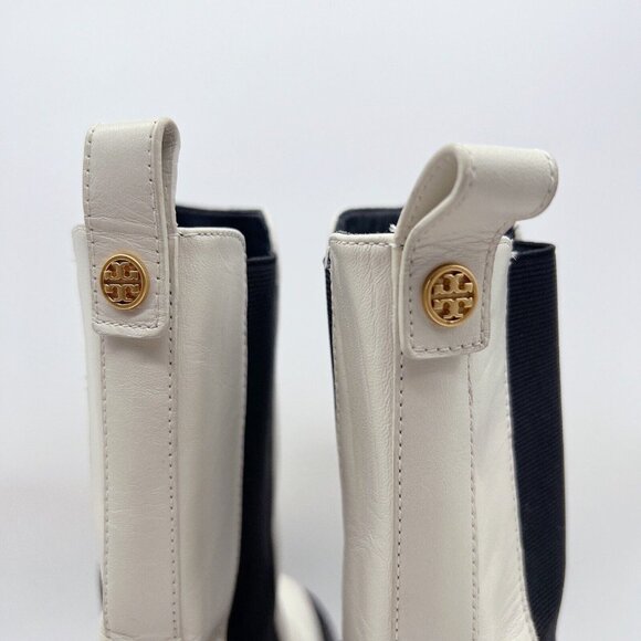 Tory Burch Benton Chelsea Ankle Boots Platform Vachetta Calf Ivory/ Black US 10 - Picture 8 of 13